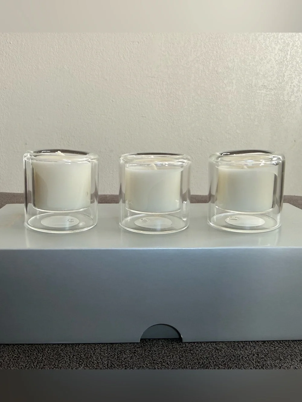 Pottery Barn Silver Oak Incense Scent Votive Candles Set of 3